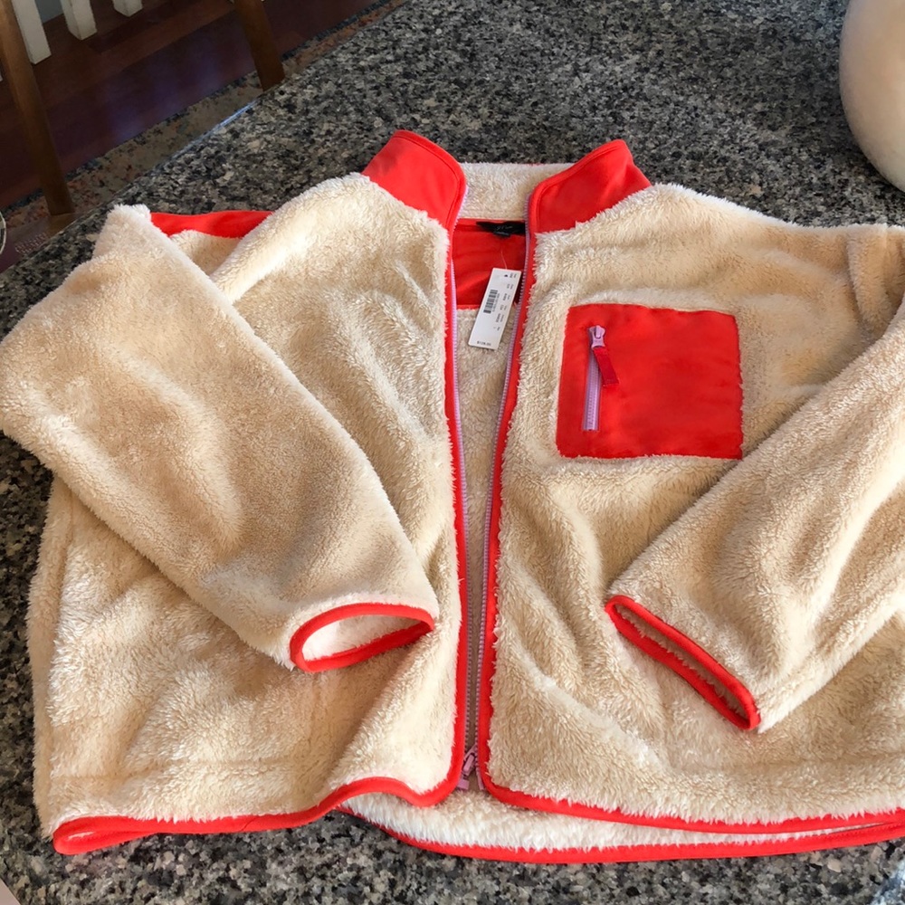Jcrew fleece jacket size large nwt